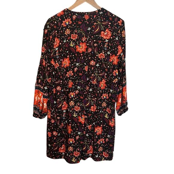 Old Navy Women Shift Dress L Black Abstract Floral Boho Cottagecore Whimsigoth - Picture 3 of 10